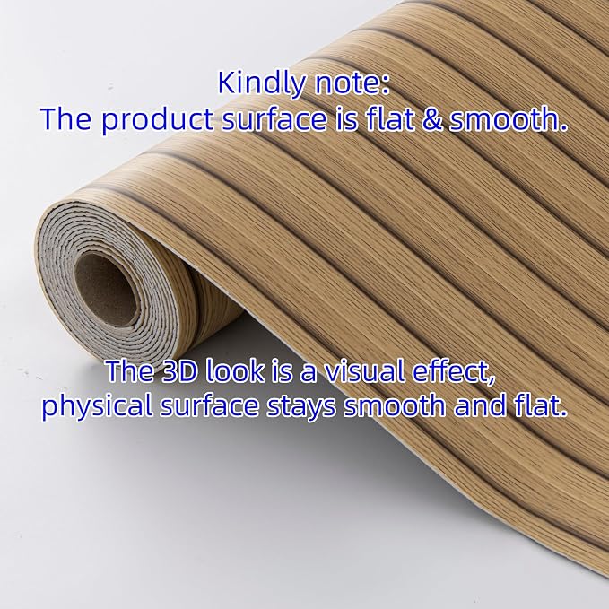 Haimin Wood Grain Slat Wall Panels Peel and Stick Faux Wood Thick Wallpaper | 118"x15.75" Waterproof PET & IXPE Foam Paneling Adhesive Smooth Beadboard Wallpaper Wall Covering Panels (Yellow Oak) - Image 3