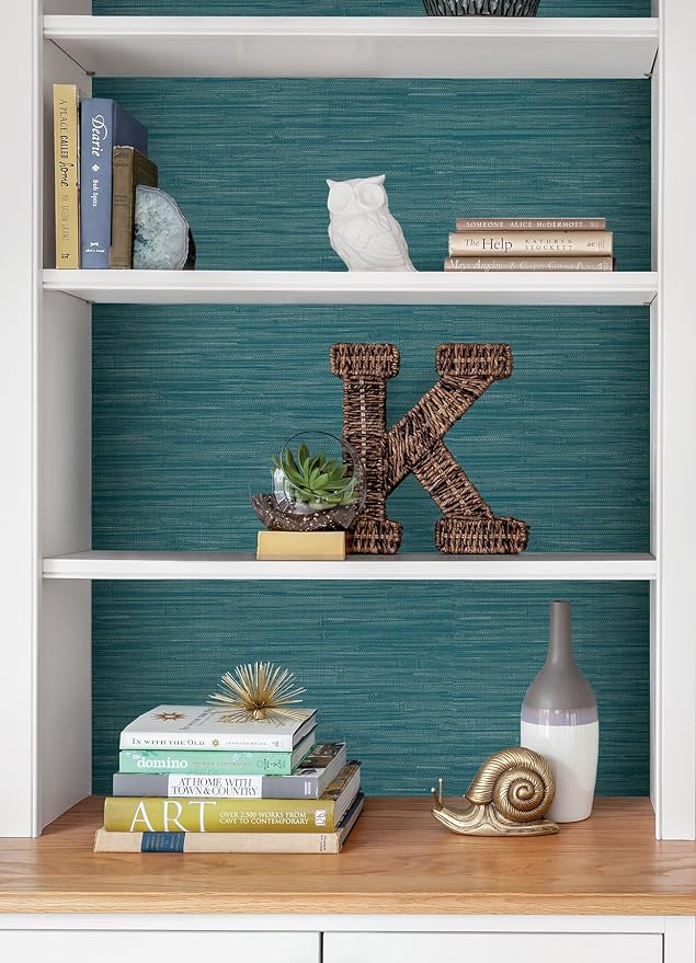 NuWallpaper Steel Blue Grassweave Peel & Stick Wallpaper, NU2874 - Image 4