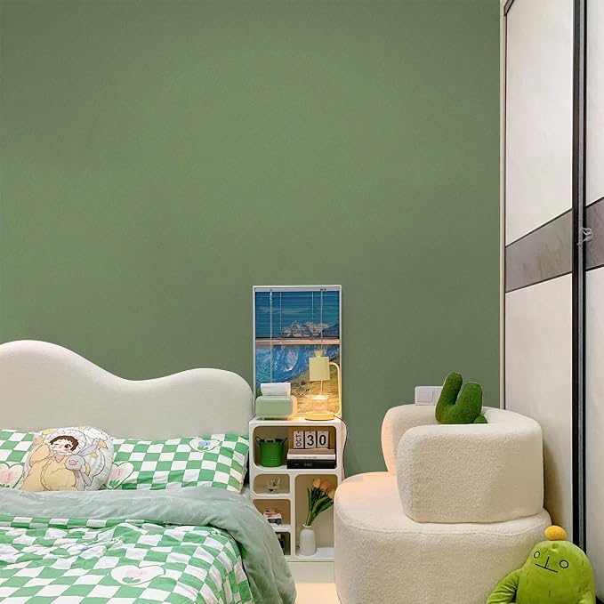 Green Peel and Stick Wallpaper Green Contact Paper for Cabinets and Drawers | Self Adhesive Removable Vinyl Film Wall Paper Bedroom Decorative Table and Wall Reform 15.7" x 393.3" - Image 2