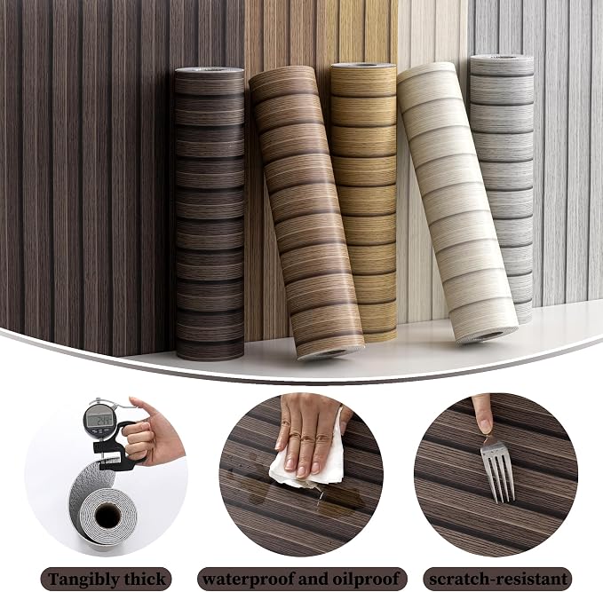 Walnut Peel and Stick Slat Wall Panels,Wood Grain Paneling | (118"x15.75",13Sq.ft)Self-Adhesive,Soundproof,Waterproof,Art,3D,Faux Wood Panels,for Bedroom,Bathroom,Entryway,TV Wall - Image 5