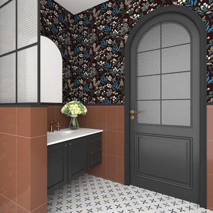 Laatse Vintage Floral Peel and Stick Wallpaper 17.5'' x 393'', Green Blue | Self Adhesive/Removable/Waterproof/Thick Vinyl Contact Paper for Bathroom Bedroom Shelf Cabinet Drawer,Prepasted,Easy Peel - Image 3