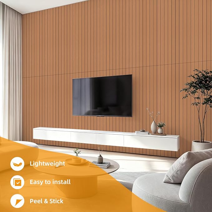 WOWSTAR 6-Pack Peel and Stick PVC Wood Slat Wall Panel，Thickened Wood Grain Wallpaper, 3D Wall Panels, 48" x15.74", Walnut - Image 8