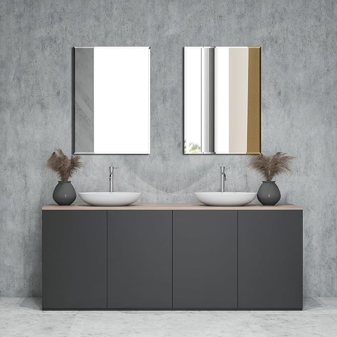 Bathroom Mirror for Over Sink 24x16 Inch Frameless Wall Mirror Rectangle - Image 2