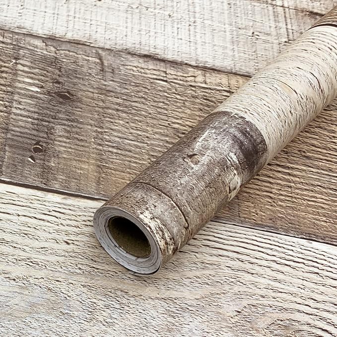 Yun-aeon Natural Wood-Grey Contact Paper Peel and Stick Wallpaper | 17.3"x 236"Self Adhesive Removable Vintage Faux Wood Wall Paper Plank Shelf Home Decoration Kitchen Counter Cover - Image 8