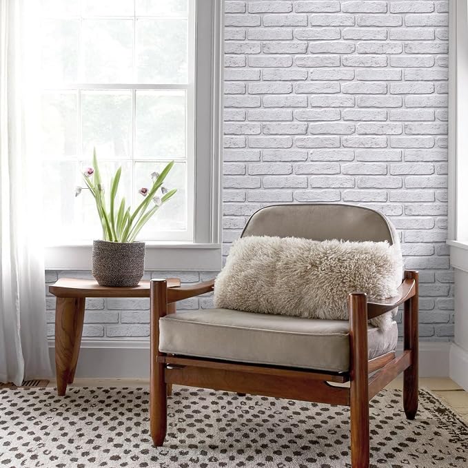 COMSTICKC 3D Faux Brick Wall Panel Peel and Stick Wall Covering | White with Gray Spots, 12 Pcs of 22.8" x 11.8", UrltraLight PVC 3D Brick Wall Stickers Tiles for Indoor Deocr, 22.48 sq.ft - Image 6