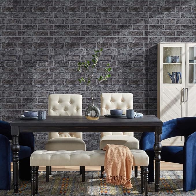 Commomy 3D Faux Brick Wall Panels - 10 pcs 11.8" x 11.8" | Small Size Thin PVC Brick Wallpaper Tiles Backsplash for Kitchen,Bedroom,Living Room,Quick DIY Wall Decor(Covers 9.7 sq.ft) - Image 8