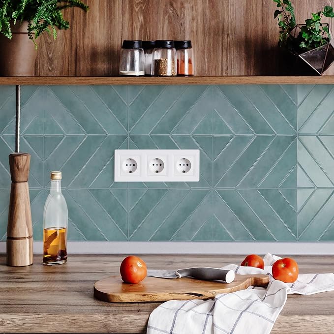 STICKGOO Herringbone Peel and Stick Backsplash, Blue Teal, 10 Sheets | 12.6 x 9.7 in, Thicker Rectangular Vinyl Stick-On Wall Tiles, Easy Alignment, Waterproof, Easy to Clean, Kitchen/Bathroom - Image 6