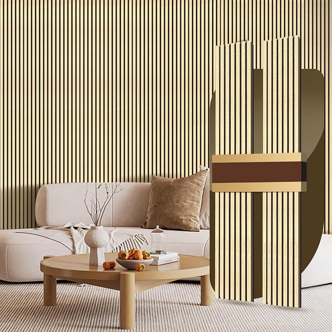 Ritollo Wood Panels for Wall and Ceiling, Acoustic Wood Wall Panels for Interior Wall Decor, 3D Slat Wall Panel/Fluted Sound Absorbing Panel (Oak, 94.5×11 (2 PCS)) by Ritollo