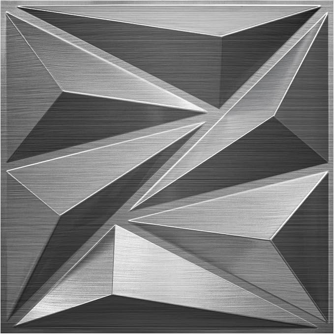 STICKGOO 3D Wall Panels Diamond, Brushed Silver, 12''x12'', 33 Pack | Accent Wall Panels for Interior Wall Decor, Living Room, Bedroom Office, Cover 32.Sq.Ft by STICKGOO