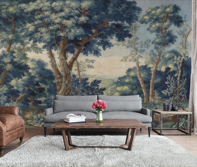 Blue Forest Peel and Stick Wallpaper Woodland Landscape Wall Mural | 137"x96", Self Adhesive Canvas, for Bedroom Living Room Bathroom, Seamless, No overlapping - Image 3