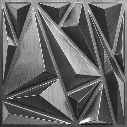 STICKGOO 3D Wall Panels Lightning Diamond Pattern, 12''x12'', PVC, 33 Pack | Brushed Silver Waterproof Accent Wall Paneling for Bedroom, Gaming, Living Room, Office, TV Background Decor, Cover 32.Sq.Ft by STICKGOO