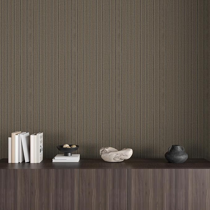CHIHUT 24"x197" Large Roll Wood Textured Wall Panels Brown Self Adhesive 3D Foam Slat Soundproof Wallpaper for Interior Walls Kitchen Bathroom Thickened Vinyl Decorative Paneling for TV Background - Image 3