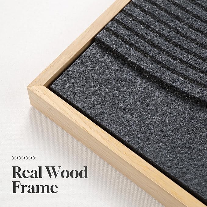Framed Boho Abstract Wall Art Set, 3 Piece Modern 3D Artwork, 16x24 In | Solid wood frame, Textured paintings, Neutral black white brown geometric sculpture, Bedroom dining room office wall decor - Image 6