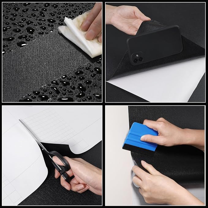 Black Contact Paper Solid Black Peel and Stick Wallpaper 17.3"x300" Matte Self Adhesive Waterproof Vinyl Roll for Bathroom Kitchen Backsplash Cabinets Shelf Liners Drawers - Image 6