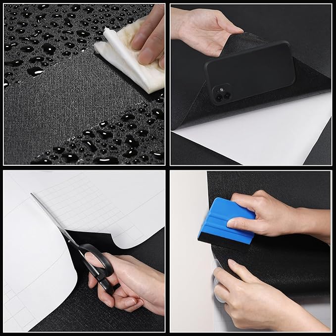Black Contact Paper Solid Black Peel and Stick Wallpaper 17.3"x200" Matte Self Adhesive Waterproof Vinyl Roll for Bathroom Kitchen Backsplash Cabinets Shelf Liners Drawers - Image 6