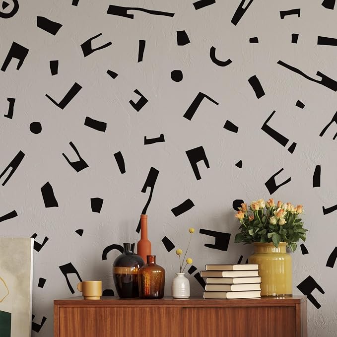 Black Abstract Stone Block Wall Decal, Modern Geometric Wall Décor | Stunning mysterious painted look accent wall in minutes. Peel and stick Matte vinyl stickers for bedroom, hallway, office - Image 4