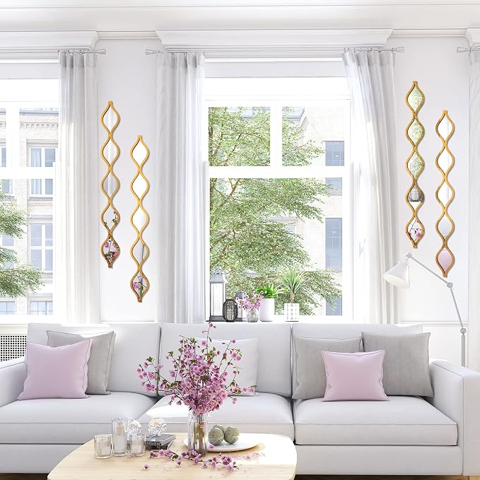 Qunclay 4 Pcs Teardrop Mirror Wall Art Decorative Mirror Wall Decor, Gold - Image 4