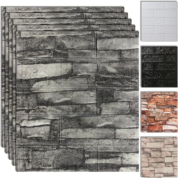 20PCS 3D Wall Panels Peel and Stick Foam, Self-Adhesive Decorative 3D Brick Wallpaper Wall Covering, Faux Stone Wall Panel Foam Brick for Living Room, Kitchen, Bathroom by SYYKDEF