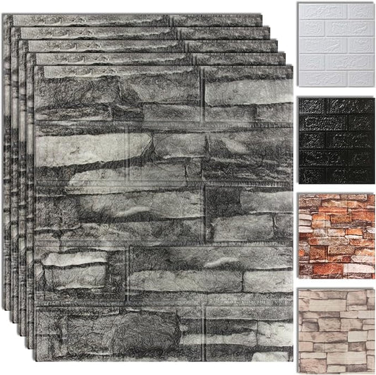 10PCS 3D Wall Panels Peel and Stick Foam, Self-Adhesive Decorative 3D Brick Wallpaper Wall Covering, Faux Stone Wall Panel Foam Brick for Living Room, Kitchen, Bathroom by SYYKDEF