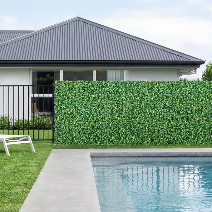 VEVOR Artificial Plant Wall, 4 PCS, Each Panel 2 x 8 ft Artificial Boxwood Panels, Sun Protection Greenery Backdrop Privacy Hedge Fence, Fake Grass Screen for Wedding, Indoor,Outdoor Garden Mixed Leaf - Image 8