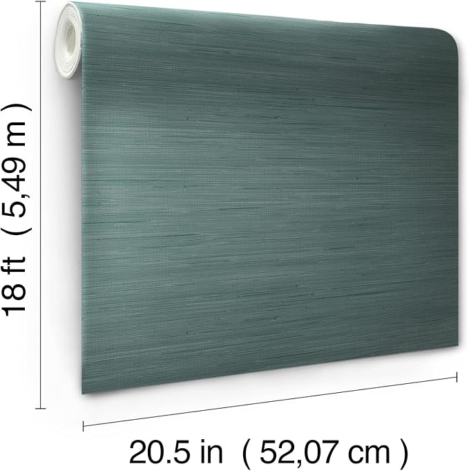 NuWallpaper x Society Social Peacock Classic Faux Grasscloth Peel & Stick Wallpaper, Teal - Image 8