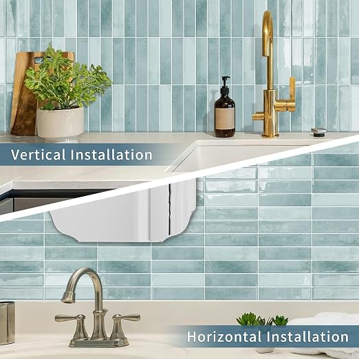 10 Sheets Upgraded Thicker Design Subway Tile Peel and Stick Backsplash | 12”×12”Self Adhesive Wall Tiles Stick on Back Splash for Kitchen,Bathroom,Camper(Azure Blue) - Image 3