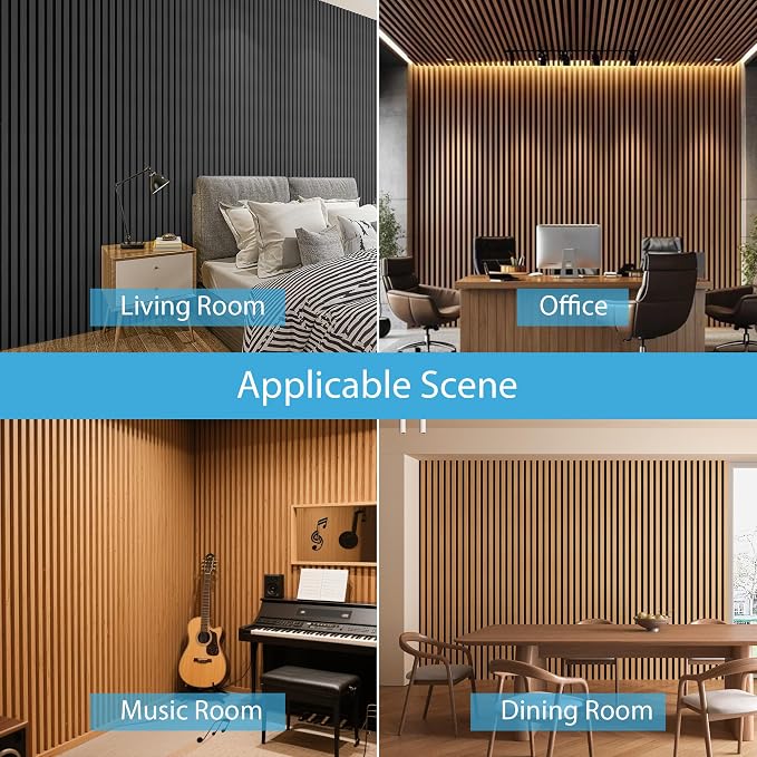 Art3d 2-Pack 94.5" x 24" Wood Slat Acoustic Panels for Wall & Ceiling – 31 sq.ft 3D Fluted Sound Absorbing Panels with Wood Finish, Walnut Brown - Image 4