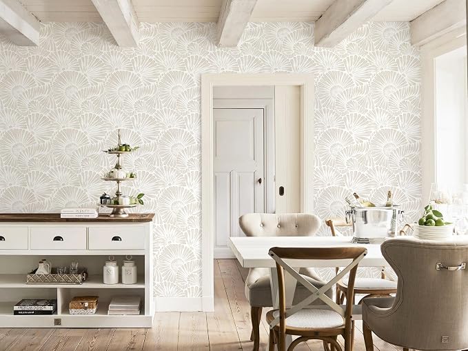 Ismoon Beige Wallpaper Peel and Stick Wallpaper Boho 17.3in x 32.8ft Neutral Removable Modern Geometric Wall Paper for Bathroom Bedroom Nursery Home Wall Waterproof Vinyl - Image 7