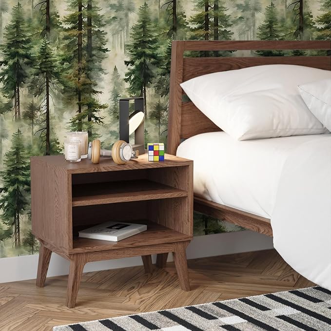 HAOKHOME Forest Wallpaper Peel and Stick Tree Green Woodland 17.3in x32.8ft | Stickly Mural Textured Removable Wall Paper Modern Landscape Mountain Botanical Waterproof for Bathroom Bedroom Contact Paper - Image 6
