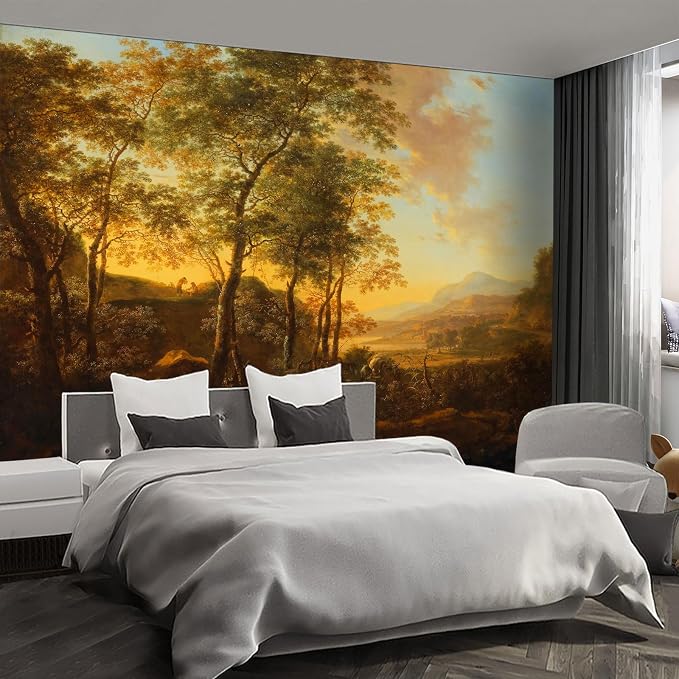 Retro Forest Landscape wall murals Peel and Stick self Adhesive Wallpaper for Bedroom Living Room - 85"x118" by Fightal