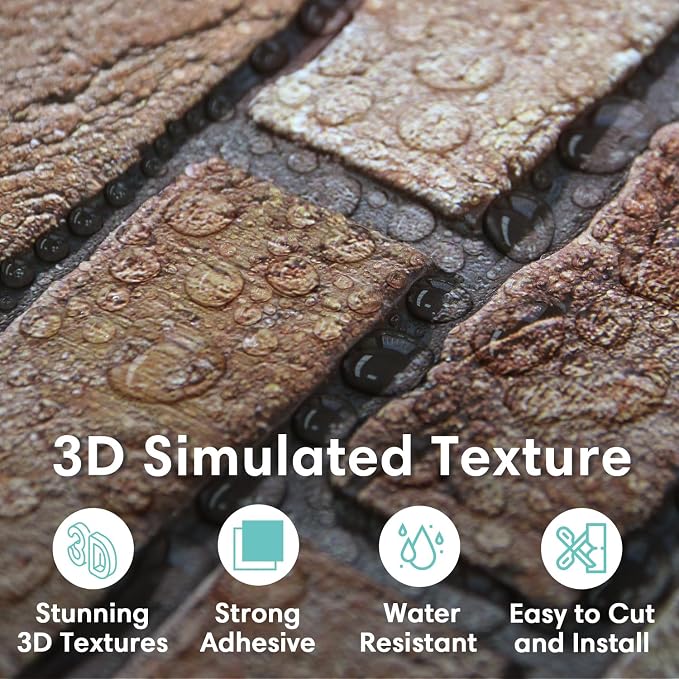 Commomy 3D Faux Brick Wall Panels -Thin Urltra PVC 10pcs 15.74" x 11.8" | Peel and Stick Brick Wall Covering for Quick DIY Interior Wall Decor,Not Real Brick (12.92 sq.ft) - Image 2