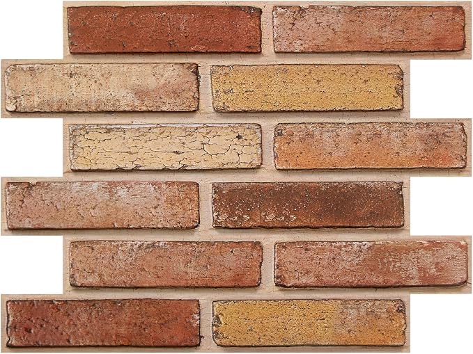 COMSTICKC 3D Faux Brick Wall Panels Peel and Stick Decorative Tiles | 10 Pcs 15.7" x 11.8", Yellow-toned Red, Not Real Brick, Ultra-Light Thin PVC 3D Fake Brick Sticker Wallpaper,Cover 12.9 sq ft - Image 9