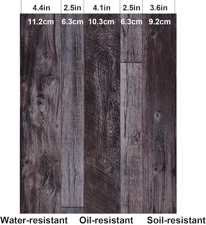 WENMER 17.71" x 394" Grey Wood Peel and Stick Shiplap Self Adhesive Wallpaper - Plank Wallpaper for Countertop, Cabinet, Shelf, Drawer, Wall, Door - Image 5