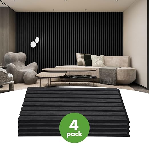 Art3d 4-Pack 12" x 24" Soundproof Wood Slat Panels, 8 sq.ft Acoustic Wall Panels, 3D Wall Panels with Wood Slat Design, Decorative Wood Wall Panel for Accent Walls-Grey Oak - Image 2