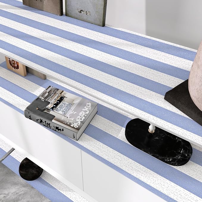 Blue Stripe Peel and Stick Wallpaper A Set of 15.7" x 1181" Blue and White Self-Adhesive Wallpaper Removable Waterproof Contact Paper for Cabinets,Bedroom,Nursery,Accent Wall - Image 9