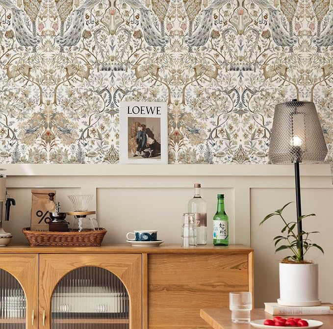 Victorian Botanical Peel and Stick Wallpaper, Vintage Bird Wallpaper | Thick Vinyl Wallpaper with Self-Adhesive Backing, Perfect for Home Decor and Accent Walls - Image 8