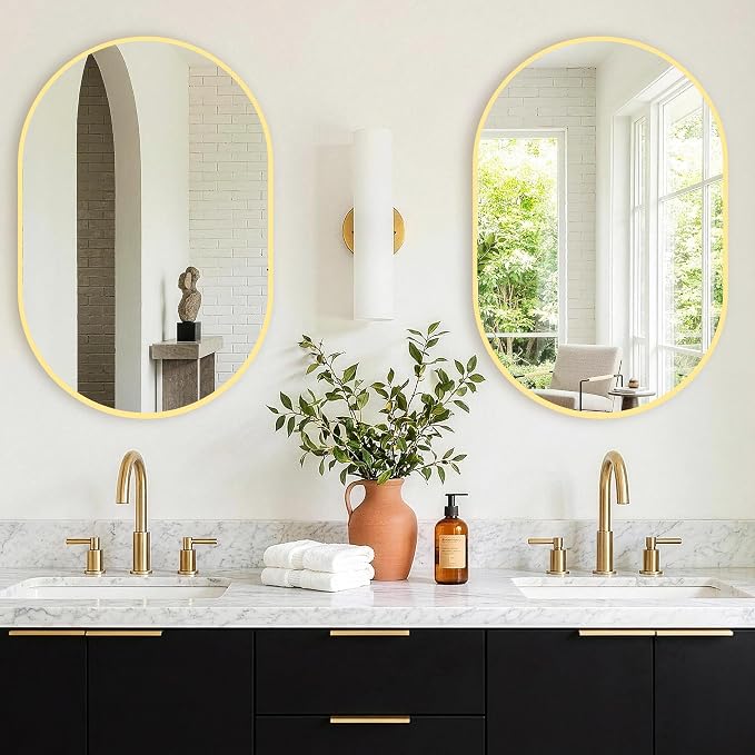 Oval Bathroom Mirror, 2 Pack 20"x30" Gold Vanity Mirror for Over Sink - Image 7
