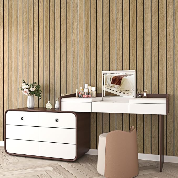 Wallercity Brown Wood Slat Peel and Stick 3D Wall Panels for Home Decor | Self Adhesive Soundproof Wall Slat Panels for Bedroom Living Room Wall Decor Flexible Wooden Slats for Wookshop 23.6x118 IN - Image 2