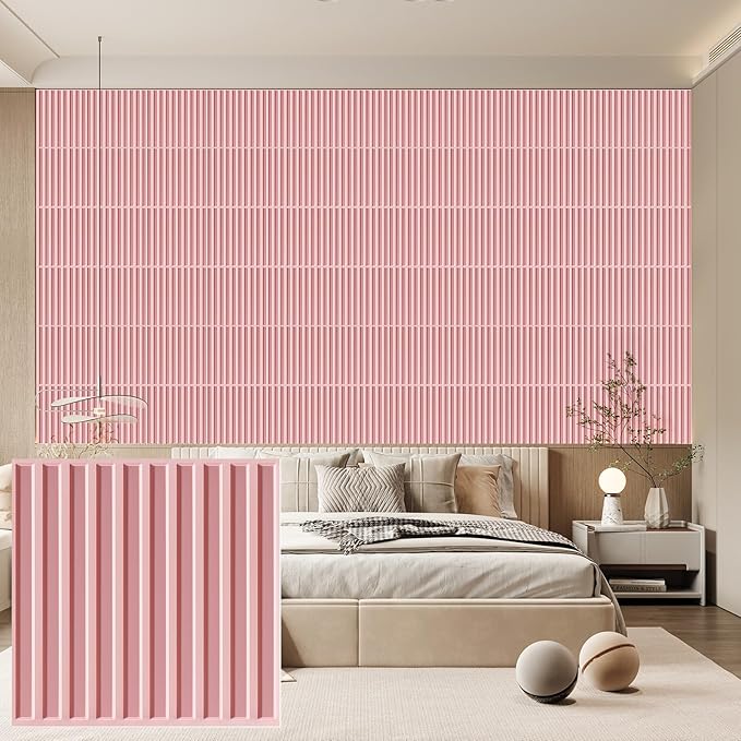 Heikki 30 Pack 3D Wall Panel for Interior Wall Décor, PVC Flower Textured Wall Panels for Living Room Bedroom Hotel Office, 11.8"x11.8", Double-Sided Tape (Pink-XHT) by YourBestChoices