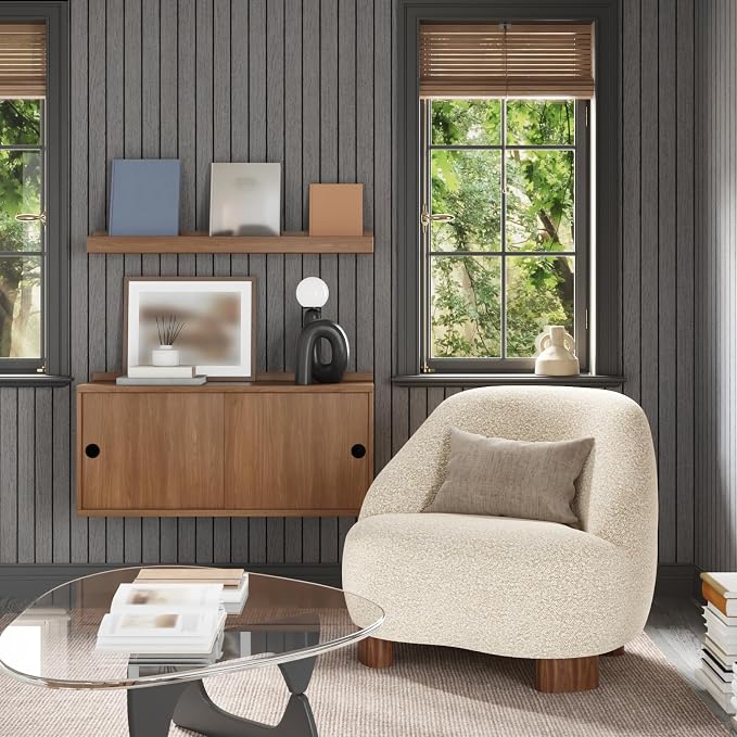 CRE8TIVE 24"x118" Dark Grey Faux Slat Wood Panels for Wall Peel and Stick | Wall Panels for Interior Wall Decor, Flexible Wooded Slat Wall Panel, Renter Friendly Wood Wallpaper for Living Room Ceiling - Image 3