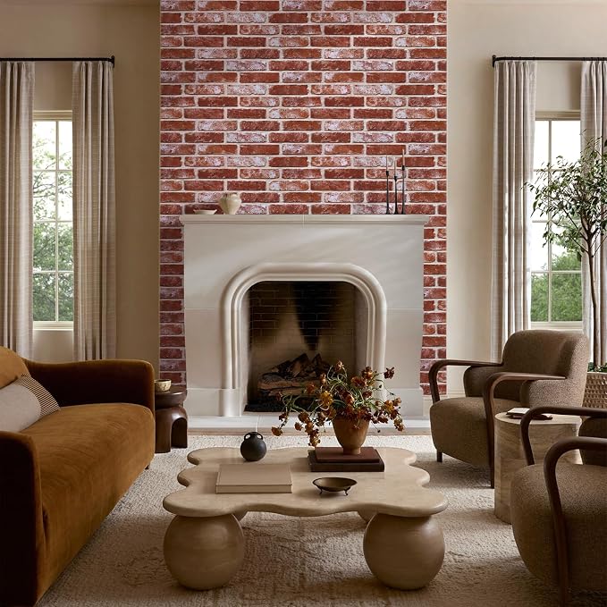Commomy Faux Brick 3D Wall Panels - Not Real Brick 12 pcs of 22.8" x 11.8" | Thin UrltraLight PVC Wall Stickers Retro Red Brick Peel and Stick Tile for Kitchen,Bedroom, Living Room（Covers 22.48 sq.ft） - Image 2