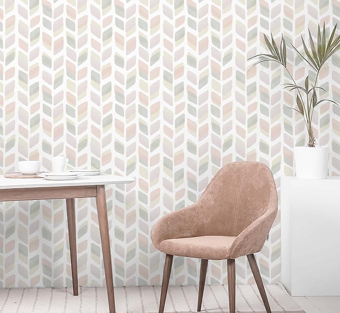 17.3in X32.8ft Boho Peel and Stick Wallpaper Pink Checkered Contact Paper Neutral Geometric Wall Paper Modern Self Adhesive Removable Wallpaper for Bathroom Kitchen Cabinet Waterproof Vinyl Roll - Image 8