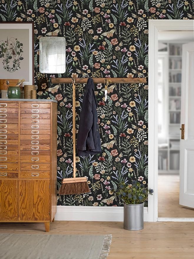 Orainege Vintage Floral Wallpaper Peel and Stick Wallpaper Boho Removable | 16.9in x 393.7in Floral Contact Paper Self Adhesive Wall Paper for Bedroom Cabinets Decor - Image 3