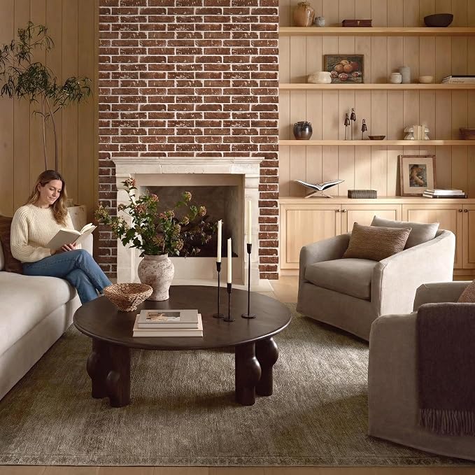 3D Peel and Stick Faux Brick Wall Panels 15.7" x 11.8" 10-Pack | Retro Brown, Brick-Look Textured Sticker, Thin Lightweight PVC Self Adhesive Wall Tiles for Interior Decor, Cover 12.9 sq ft - Image 6