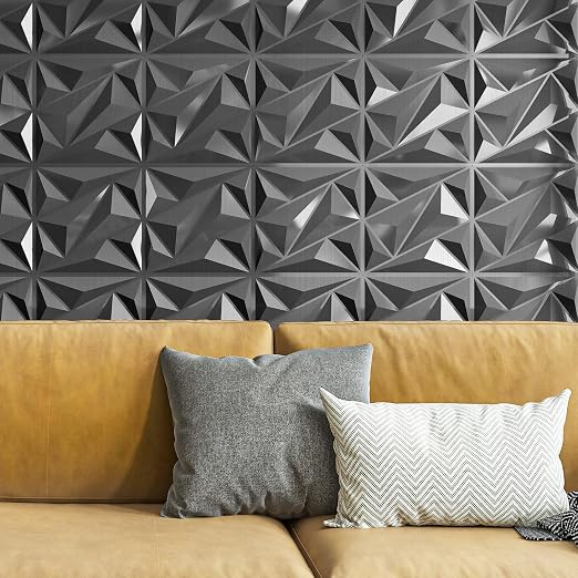 Art3dwallpanels 33 Pack 3D Wall Panel Diamond for Interior Wall Décor, PVC Textured Wall Panels, 12''x12'' Cover 32.Sq.Ft. Silver - Image 8