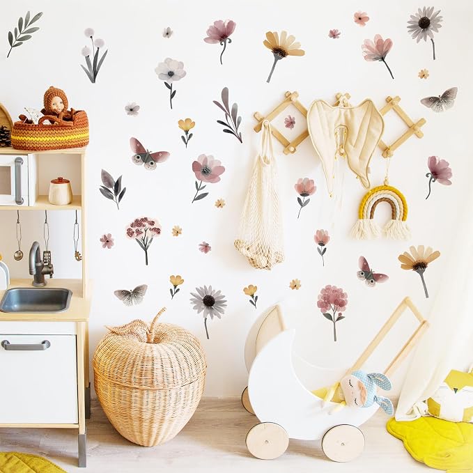Flower Wall Decals - Peel and Stick Large Floral Flowers Wall Stickers,Removable Flower Home Decor Art for Kids Living Room, Bedroom, Nursery Decor Wall Corner Decor - Image 6