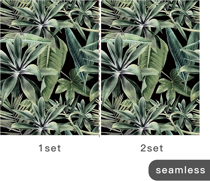Jungle Green Peel and Stick Wall Mural for Bedroom | 92"x125", Large Dark Green Tropical Wallpaper, Removable Leather Textured & Water-Resistant, Hallway Old Wall Makeover - Image 4