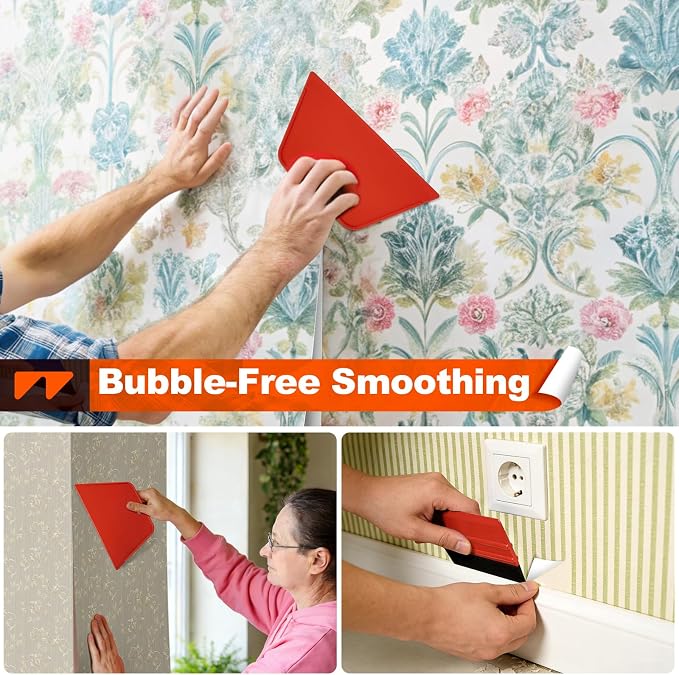 WRAPXPERT Wallpaper Tools, Smoothing Tool Kit for Peel and Stick Wallpaper/Contact Paper/Vinyl Backsplash Applying, with Squeegee Smoother, Seam Roller, Razor Scraper, Knife and Blades - Image 3