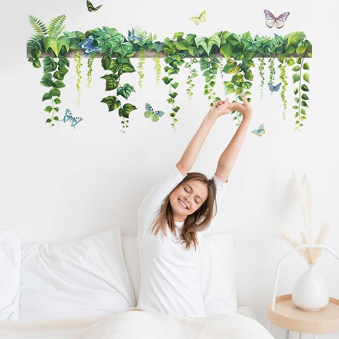 Nature Green Plants Wall Stickers, Peel and Stick Wall Decals | Vivid Vine Print, Peel and Stick Wall Decals, No Wall Scratches, Fits Walls Doors Cabinets Windows Home Decor - Image 6