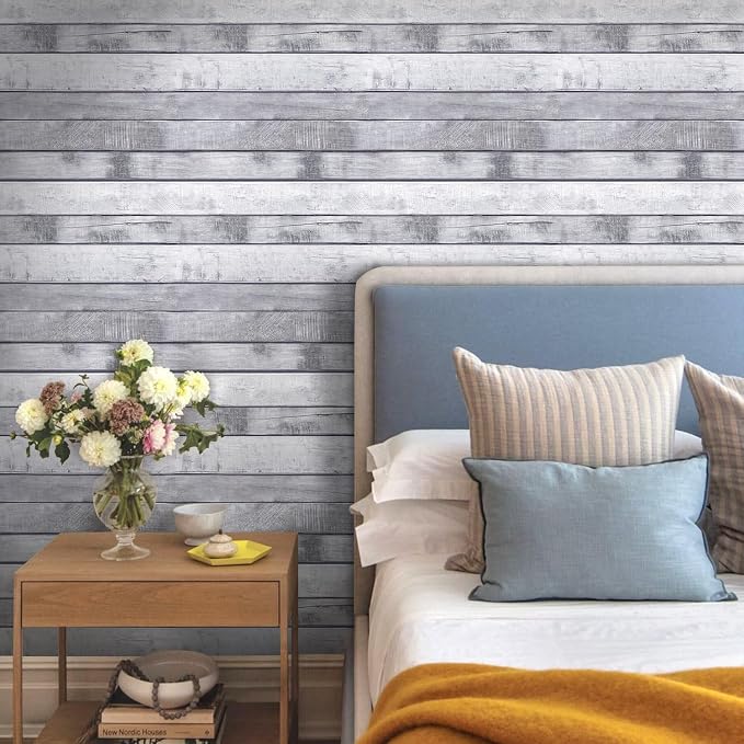 COMSTICKC 3D Faux Wood Wall Sticker Shiplap Peel and Stick for Wall Decor | 10 Pcs 11.8" x 11.8", Not Real Wood, Ultra-Light Thin PVC 3D Fake Wood Decorative Tiles Wall Panels, Cover 9.7 sq ft - Image 2